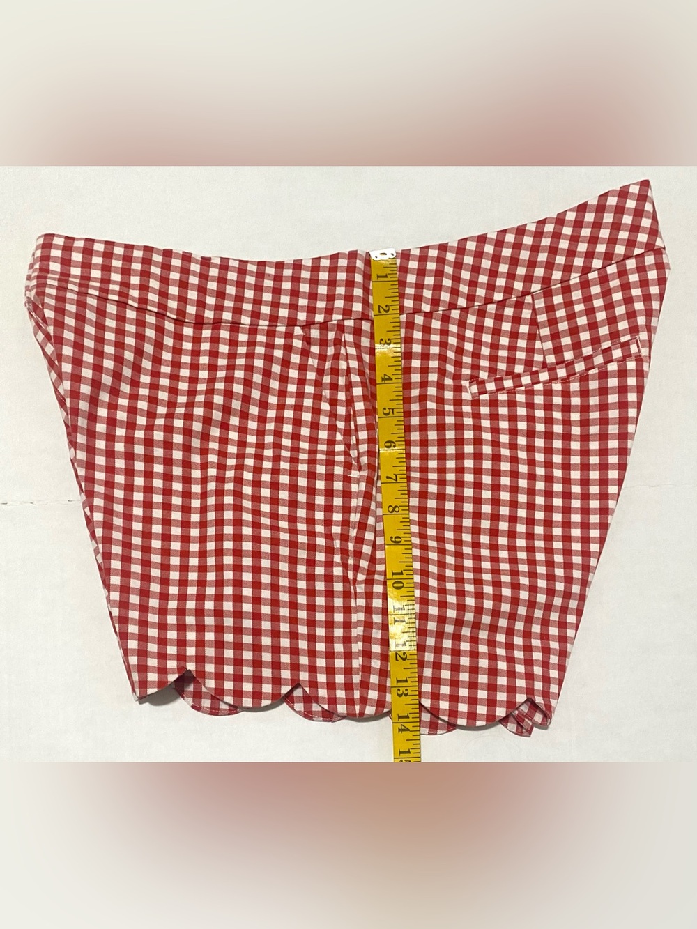 Crown&Ivy Womens 14 Red White Gingham Check Shorts Boho Fall Preppy Cottagecore - Picture 11 of 16